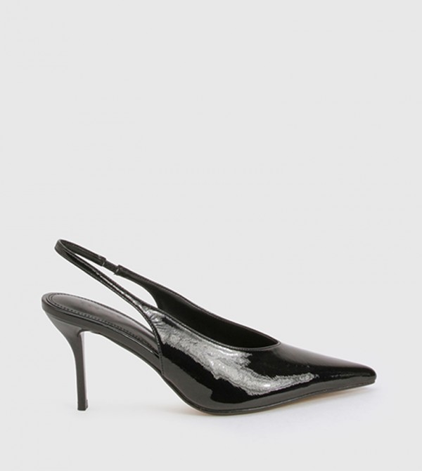 Patent Effect Slingback Pumps