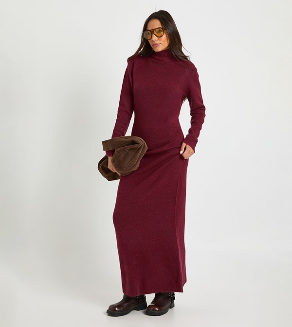 Tall Super Soft High Neck Knitted Maxi Dress