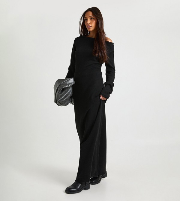 Tall Slash Neck Sweater Maxi Dress