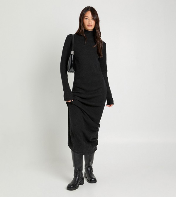 Tall Super Soft High Neck Knitted Maxi Dress