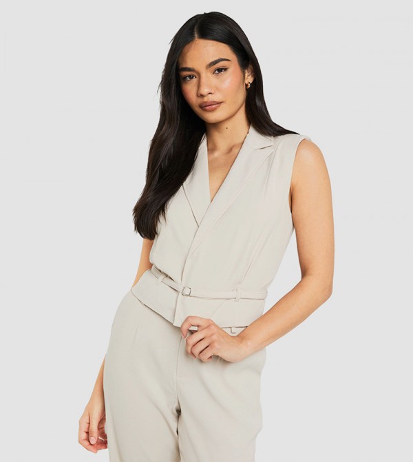 Belted Shoulder Pad Vest Top