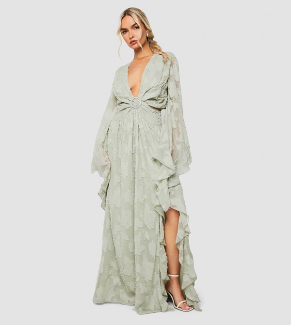 Textured Cut Out Maxi Dress