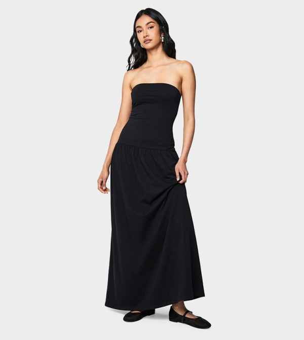 Strapless Dropped Waist Maxi Dress