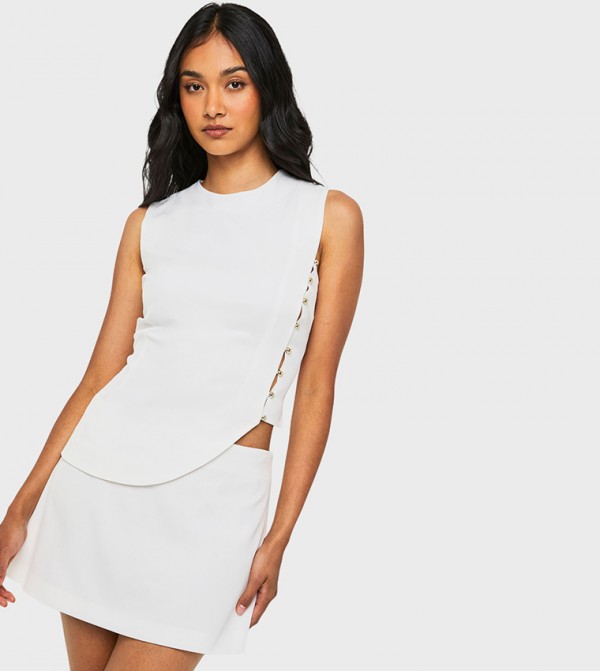 Solid Tailored Mini Skirt
