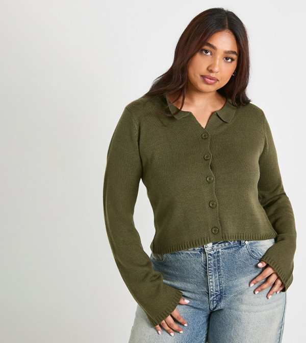 سويتر بياقة للمقاسات الكبيرة