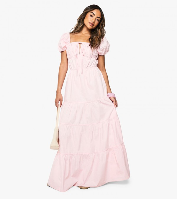 Cotton Poplin Tiered Maxi Dress