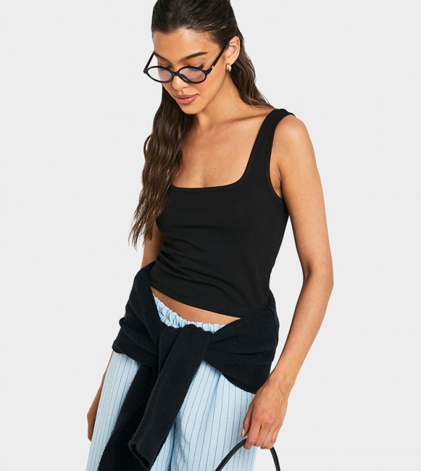 Solid Square Neck Tank Top