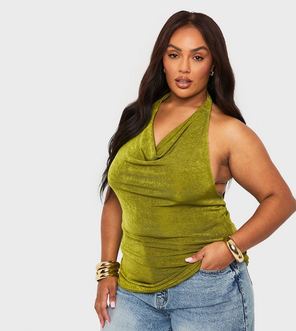 Curve Double Layer Textured Slinky Top
