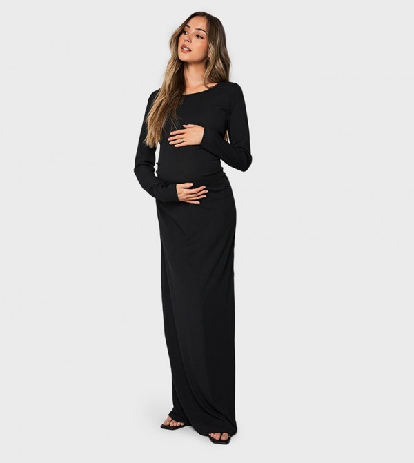 Ribbed Scoop Neck Maxi Maternity Dress