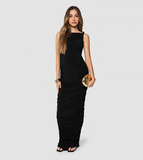 Maternity Twist Detail Ruched Maxi Dress