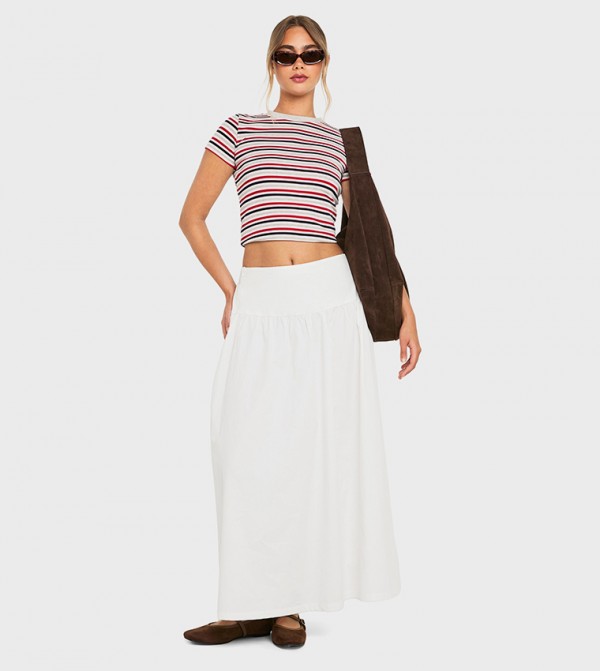 Poplin Flared Midi Skirt