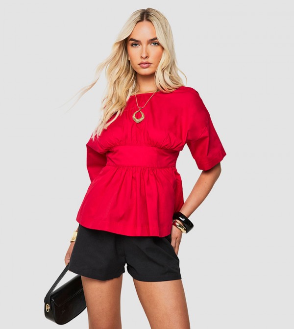 Poplin Tie Back Smock Top