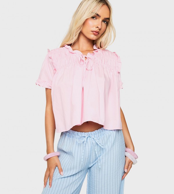 Ruched Poplin Smock Top