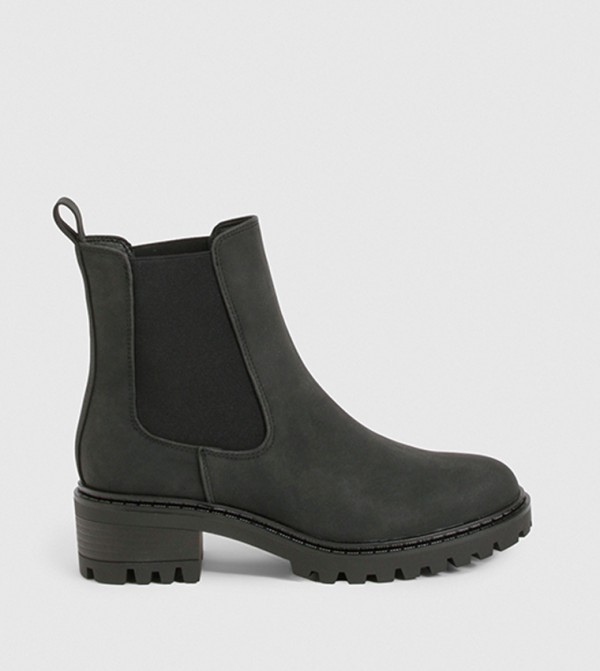 Chunky Chelsea Elastic Panel Ankle Boots
