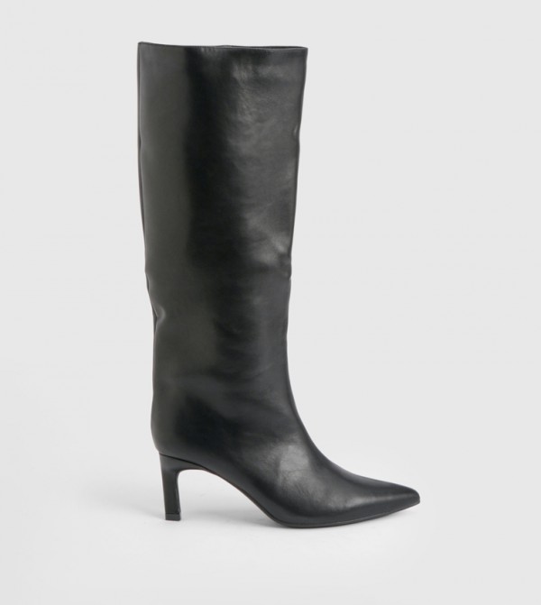 Column Pointed Toe Knee High Boots