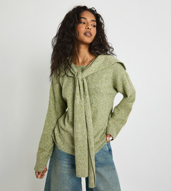 Soft Knit Boxy Fit Knitted Cardigan and Overlay
