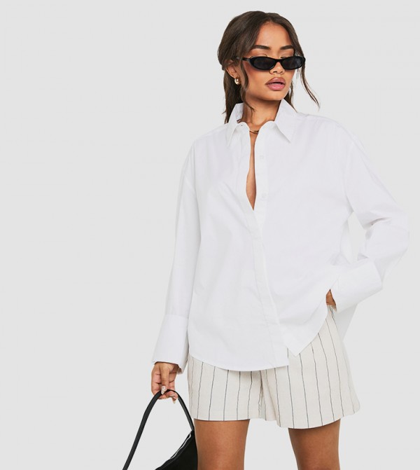 Turn Up Cuff Long Sleeves Oversized Shirt