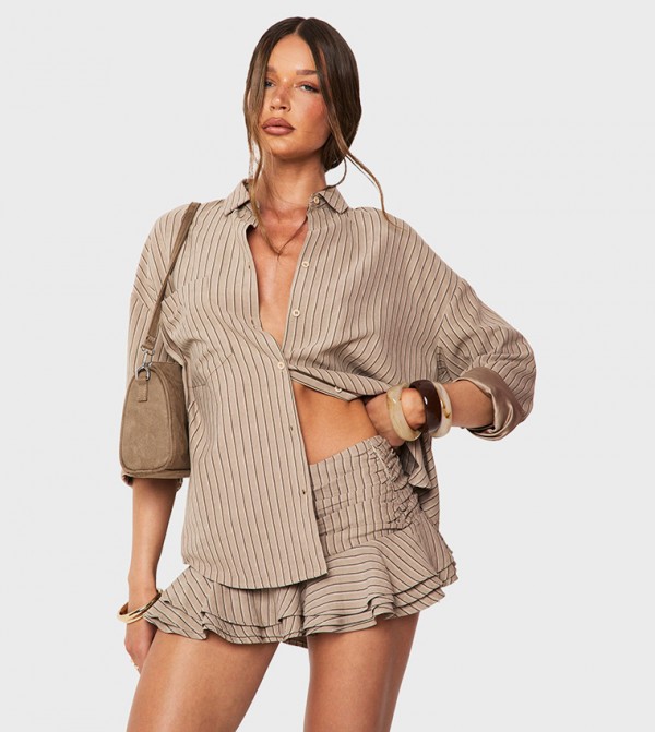 Striped Ruffle Micro Mini Skirt