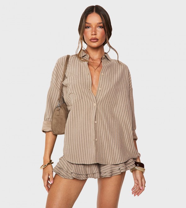 Striped Long Sleeves Oversized Shirt