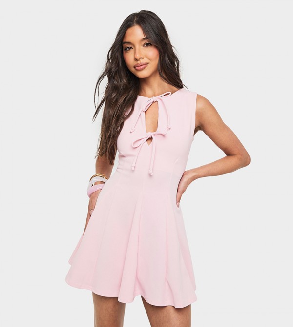 Tie Front Skater Mini Dress