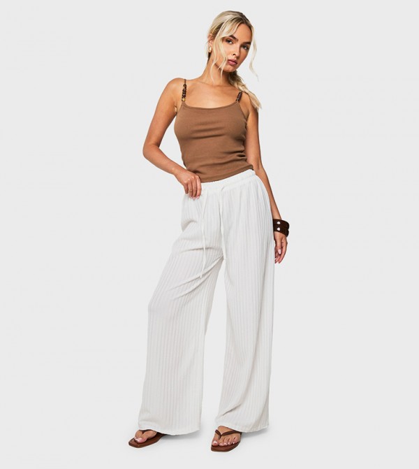 Textured Wide Leg Trousers