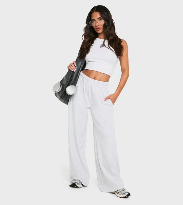 Petite Basics Rib Straight Fit Trousers