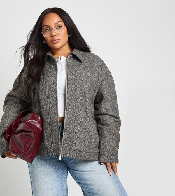 Curve Wool Look Oversized Jacket