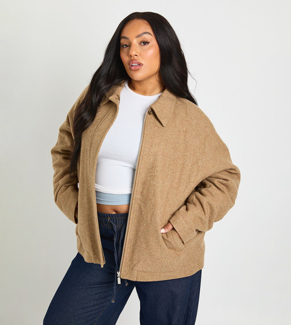 Curve Wool Look Oversized Jacket