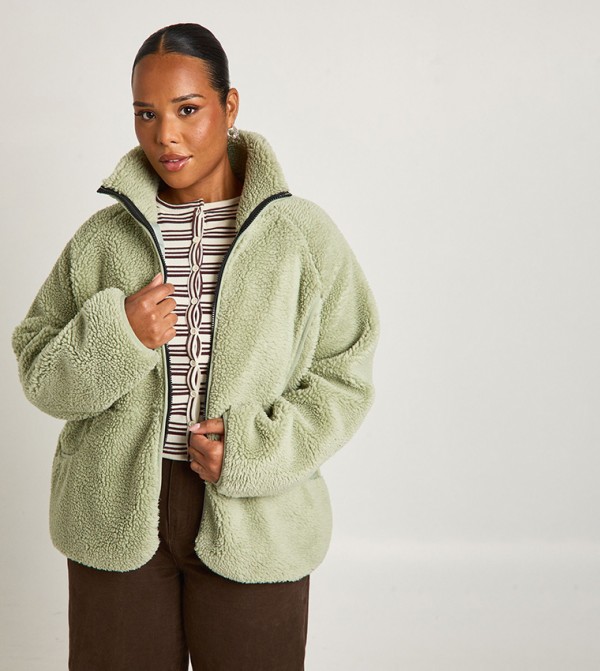 Curve Zip Up Teddy Jacket