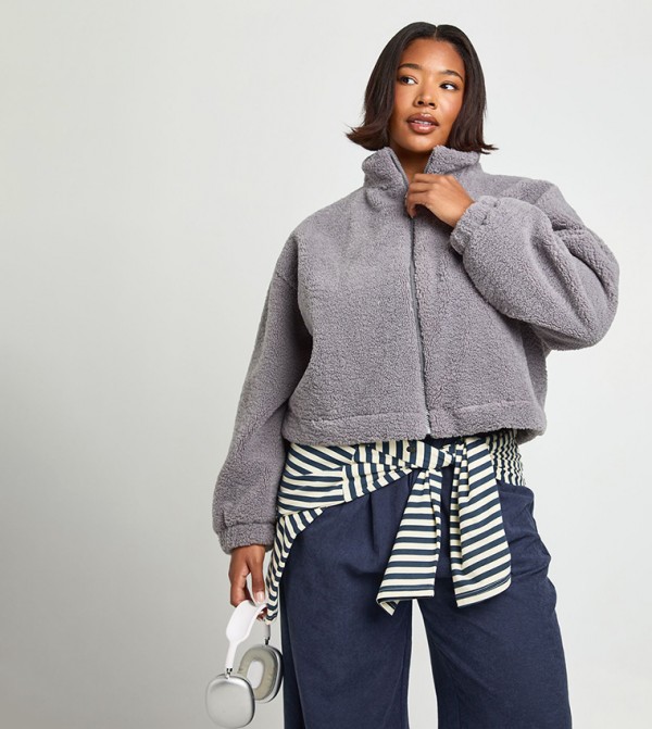 Curve Zip Up Teddy Jacket