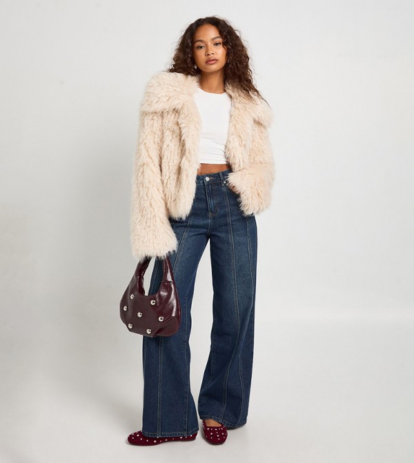 Long Sleeves Fur Oversized Jacket