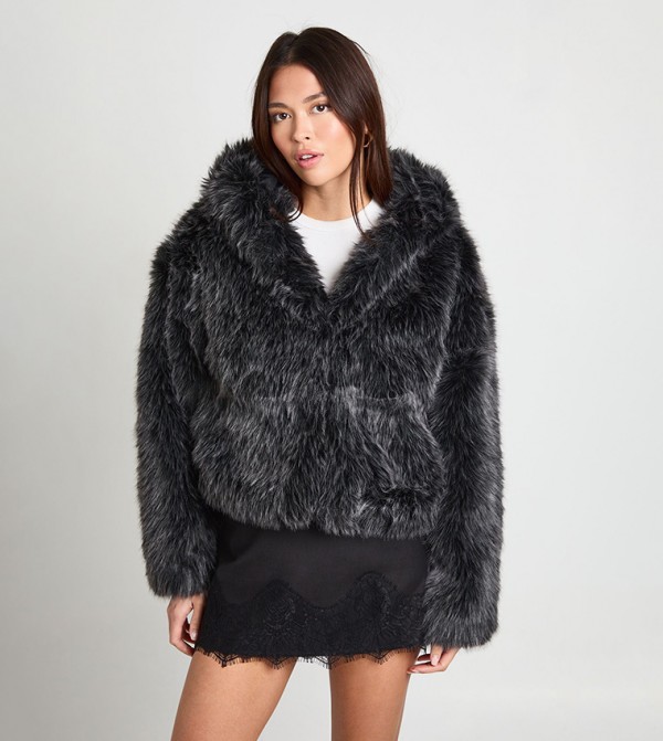 Faux Fur Long Sleeves Jacket