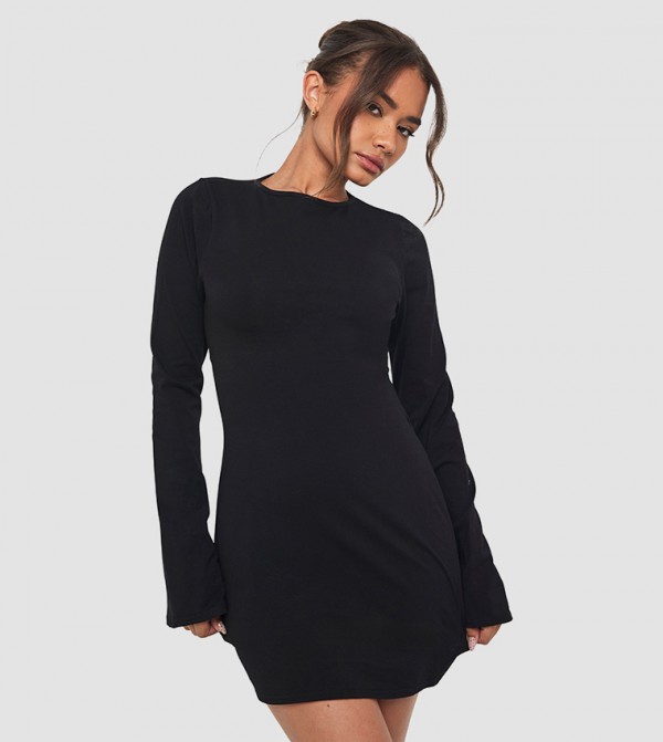 Cotton Flare Sleeves Mini Dress