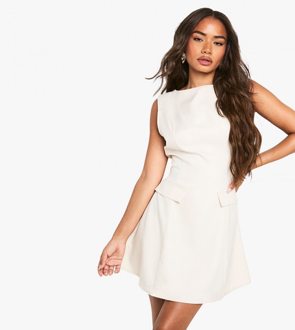 Linen Look Tailored Shift Dress
