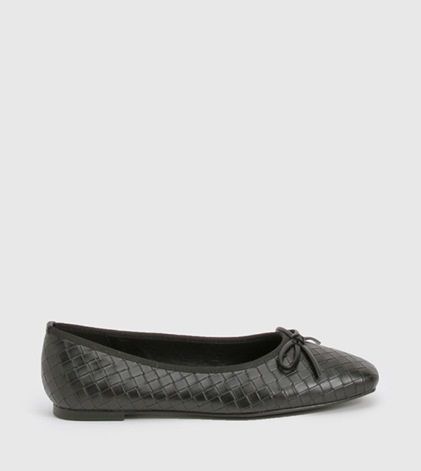 Textured Bow Detail Ballerinas