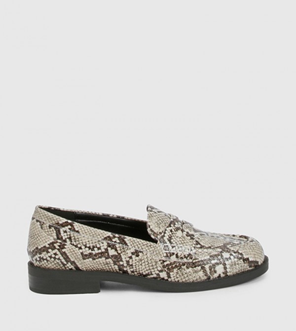 Snake Print Slip-On Loafers