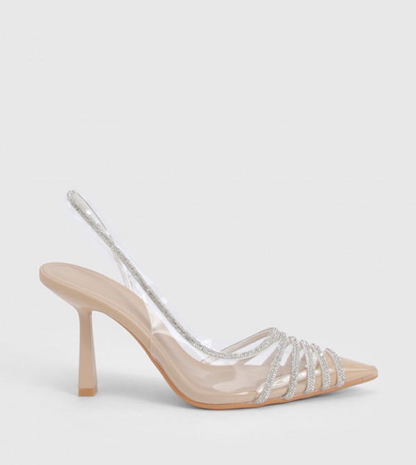 Embellished Clear Singback Pumps