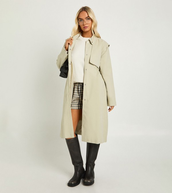 جاكيت ترنش اوفرسايز بخصر مزموم