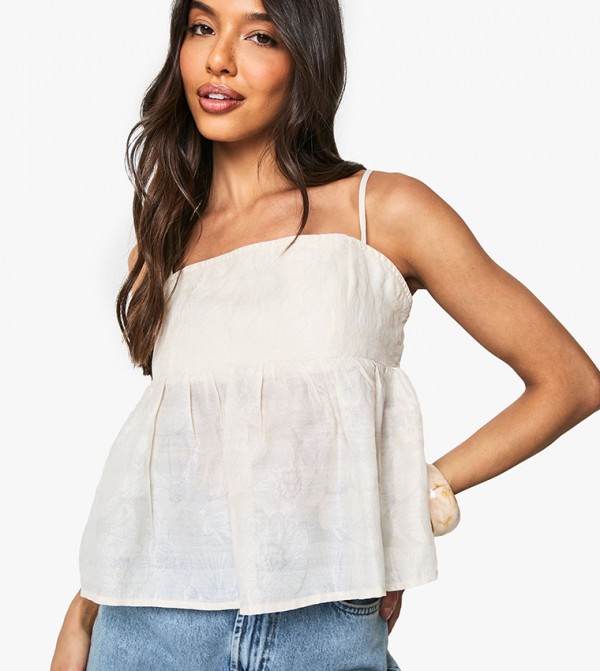 Jacquard Peplum Cami Top