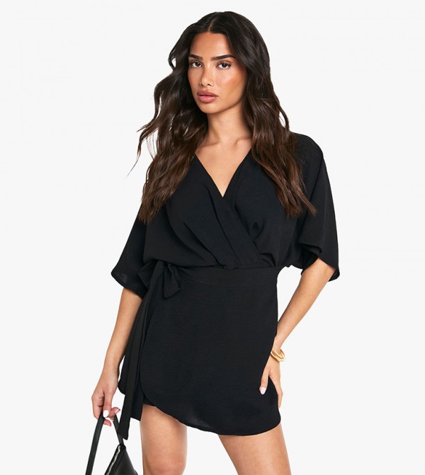 Petite Belted Wrap Mini Dress
