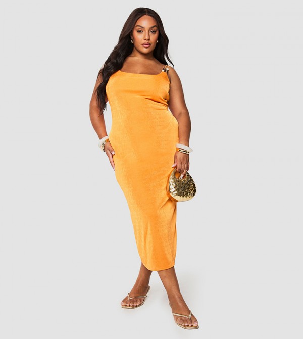 Curve Textured Slinky Beaded Ruched Midaxi Dress