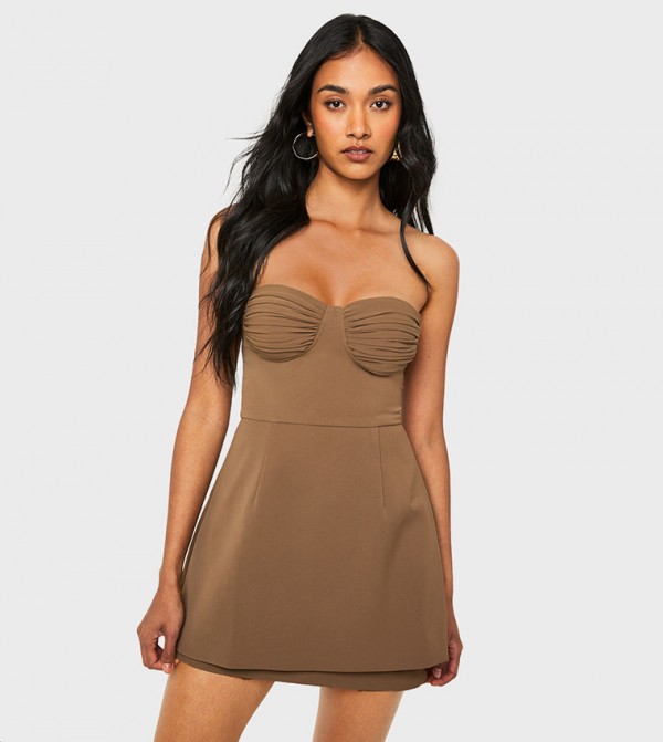 Tailored Ruched A-Line Mini Dress