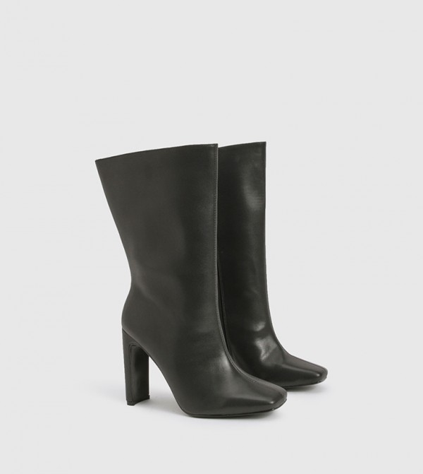 Wide Fit Square Toe Heeled Boots