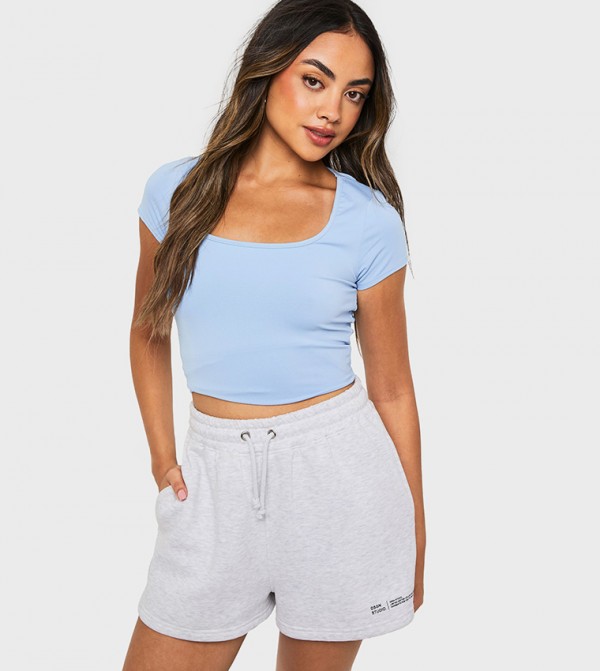 Soft Slinky Square Neck Cap Sleeves Top