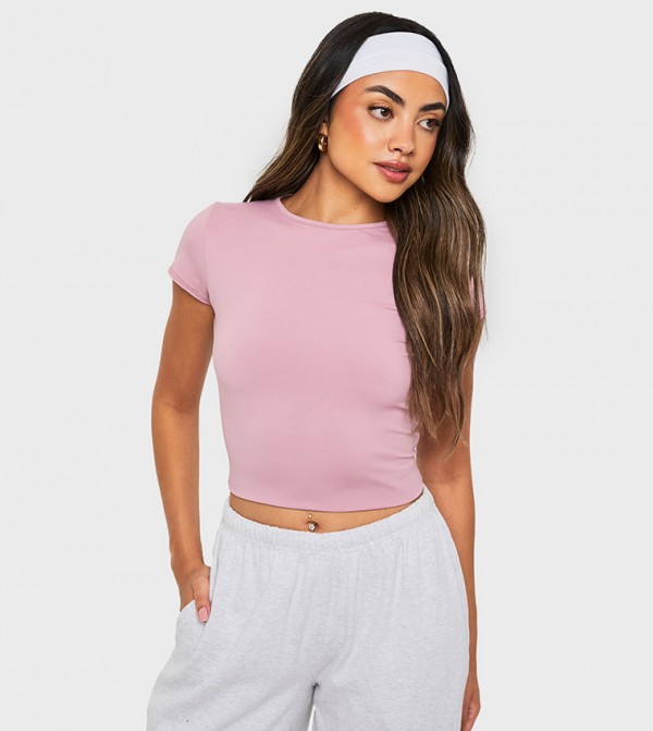 Soft Slinky Cap Sleeves Crew Neck Top