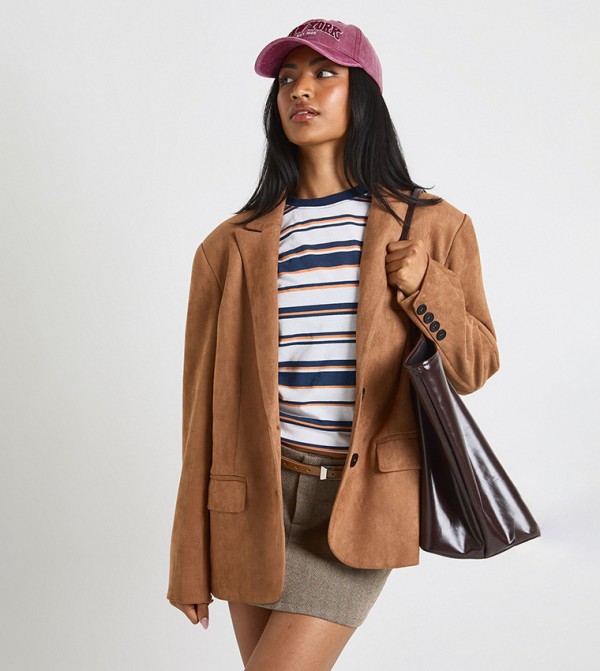 Faux Suede Oversized Blazer