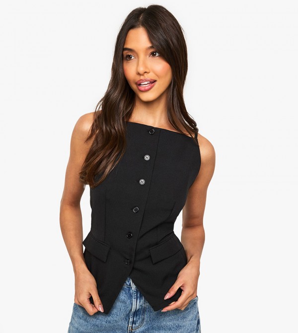 High Neck Tie Back Waistcoat