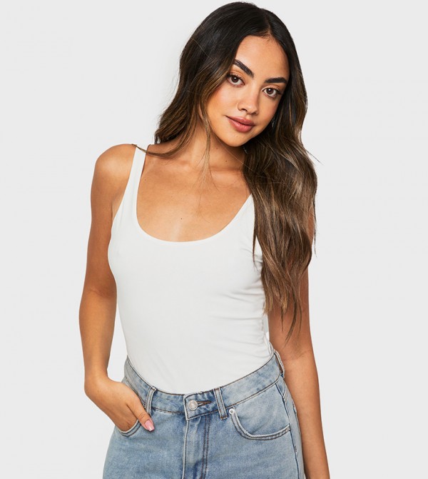 Double Layer Scoop Neck Bodysuit