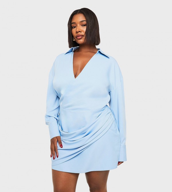 Curve Wrap Shirt Mini Dress