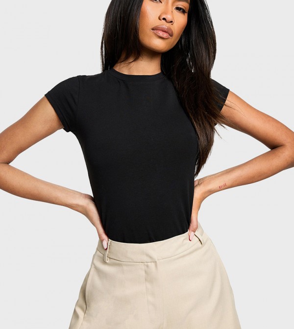 Solid Short Sleeves Crop T-Shirt